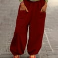 thumbnail image 2 of ManxiVoo Breathable High Stretch Waist Wide Leg Harem Pants for Women Casual Comfortable Baggy Style Lounge Wear Trousers S Size Wine, 2 of 9