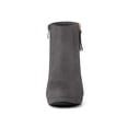 thumbnail image 2 of BLISSFUL STEP Women's Side Zip Low Platform Block Heel Ankle Booties Gray 6.5, 2 of 8