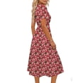 thumbnail image 4 of UVN Women Summer Dresses Short Sleeve V Neck A-Line Midi Dress Ladies Boho Beach Floral Print Sundress, 4 of 9