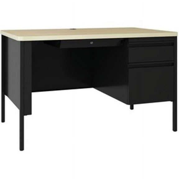 30 x 48 in. Single-Pedestal Teachers Desk, Black & Maple
