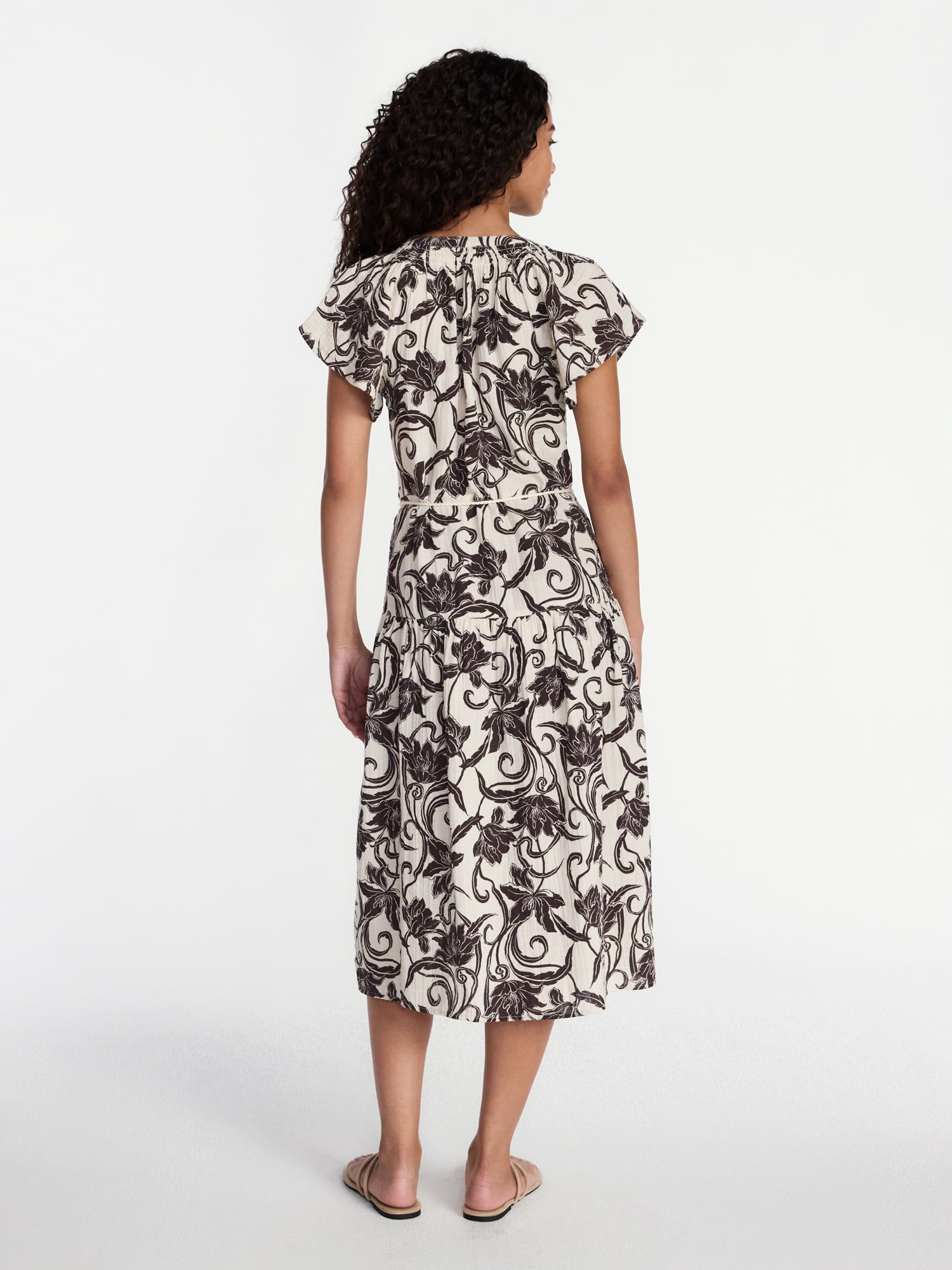 Time and Tru Women's Double Cloth Midi Dress, Sizes XS-XXXL