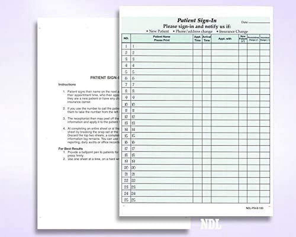 HIPAA Compliant Patient Sign-In Forms – 3-Part Confidential Log Sheets, Pack Of 50 Sets (1250 Visits) 5 thumbnail image