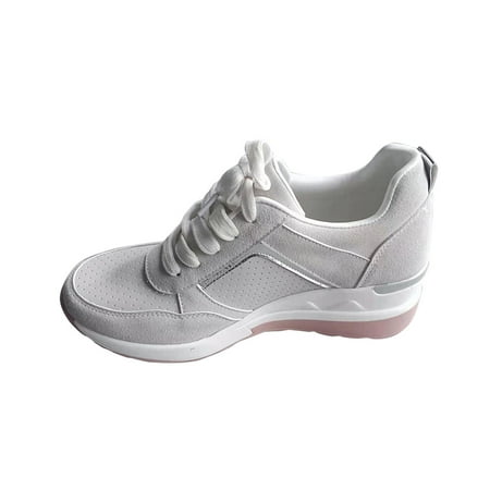 

Aayomet Platform Sneakers Toe Casual Summer Breathable Platform Lace-up Round Women s Women s Gray 6.5
