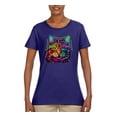 thumbnail image 2 of If You're Nice I Might Let You Live With Me Colorful Cat Animal Lover Womens Graphic T-Shirt, Purple, X-Large, 2 of 3
