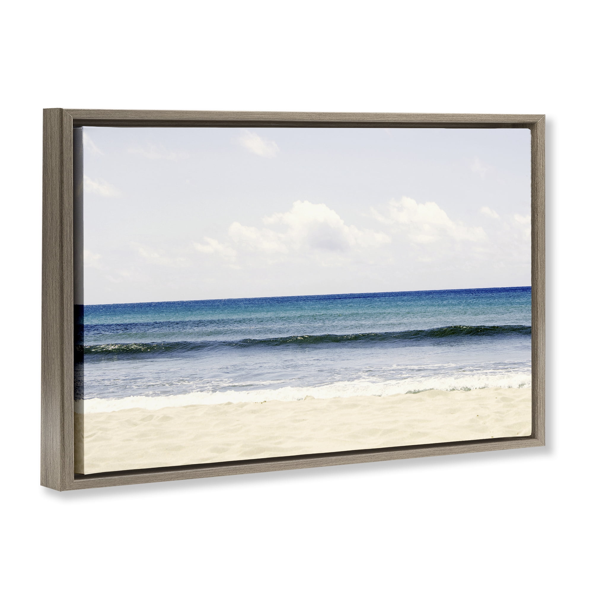 Stupell Industries Summer Seaside Escape Brown Framed Floater Canvas Wall Art, design by Gemma Bardot