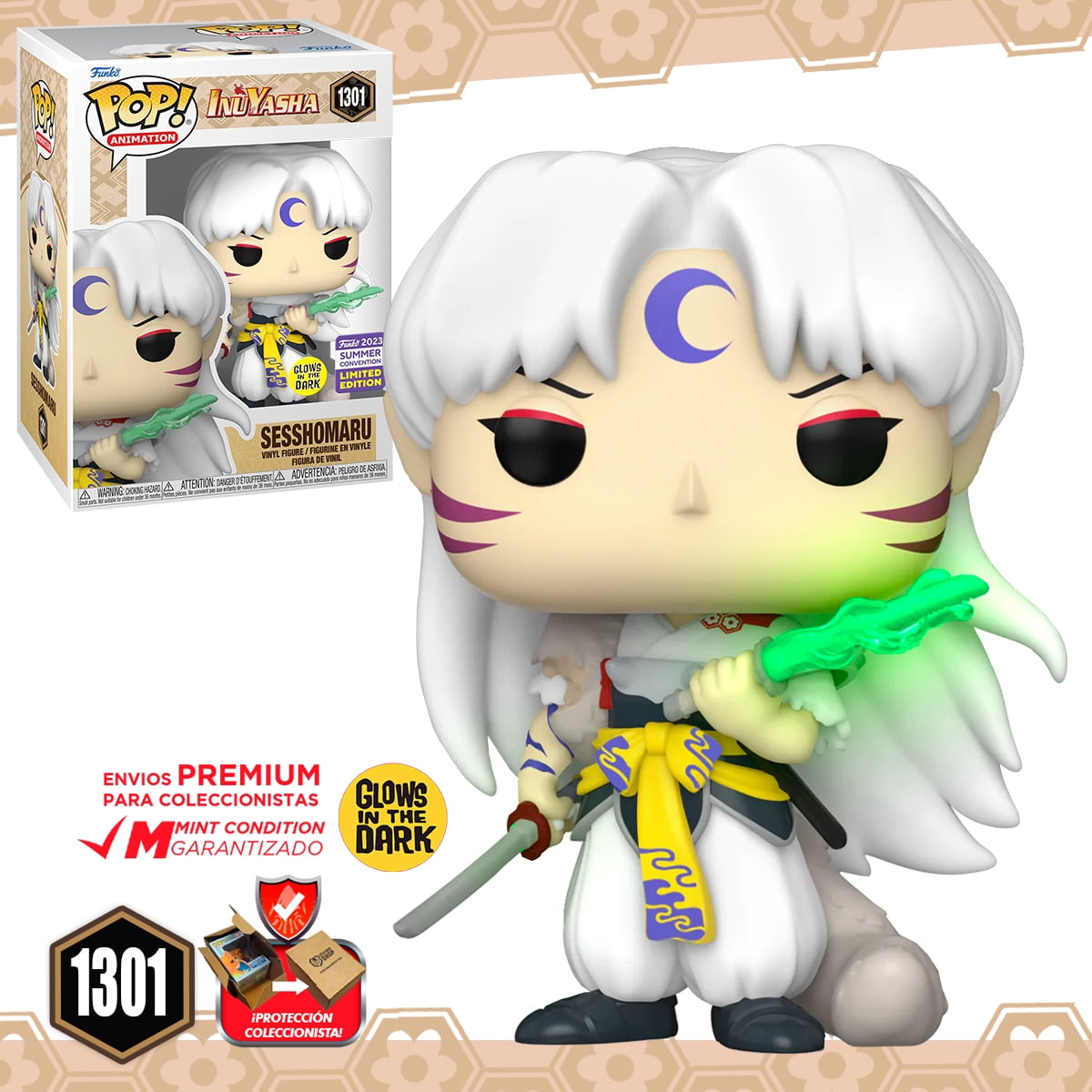 Funko Pop Inuyasha Sesshomaru SDCC 2023 Exclusive - Glow In The Dark Anime Collectible Figure