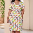 thumbnail image 3 of Pastel Leaf Pattern Repeating Design Women's Loose Short Sleeve Dress Casual Summer Plus Size Long Dresses with Pockets, 3 of 5
