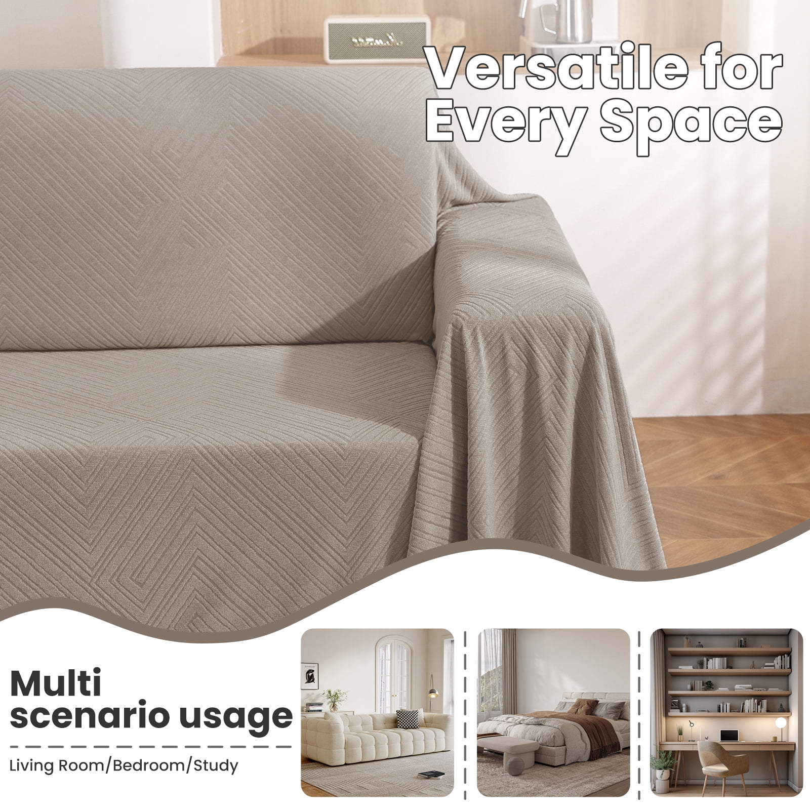 JIATER Couch Covers for L Shaped Sectional Sofa Covers 2-Piece Stretch Throw Sofa Slipcovers,Khaki