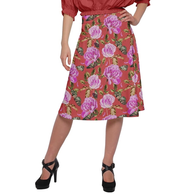 Moomaya Jupe Imprimée pour Femmes en Poly Spandex Tenue Décontractée Jupe d'Été pour Filles