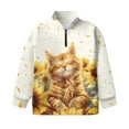 thumbnail image 4 of Uourmeti Funny Cat Sunflowers Girls College Sweatshirt Half Zip Pullover Sweatshirts Comfy Casual Trendy for School Daily Wear Fall Winter Top Size 11-12, 4 of 7