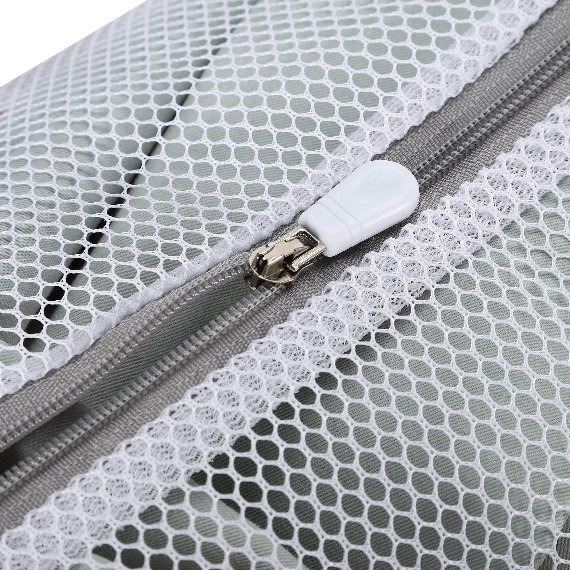 Unique Bargains Folding Thickened Mesh Laundry Bags 12.99"x8.66" White 1 Pc