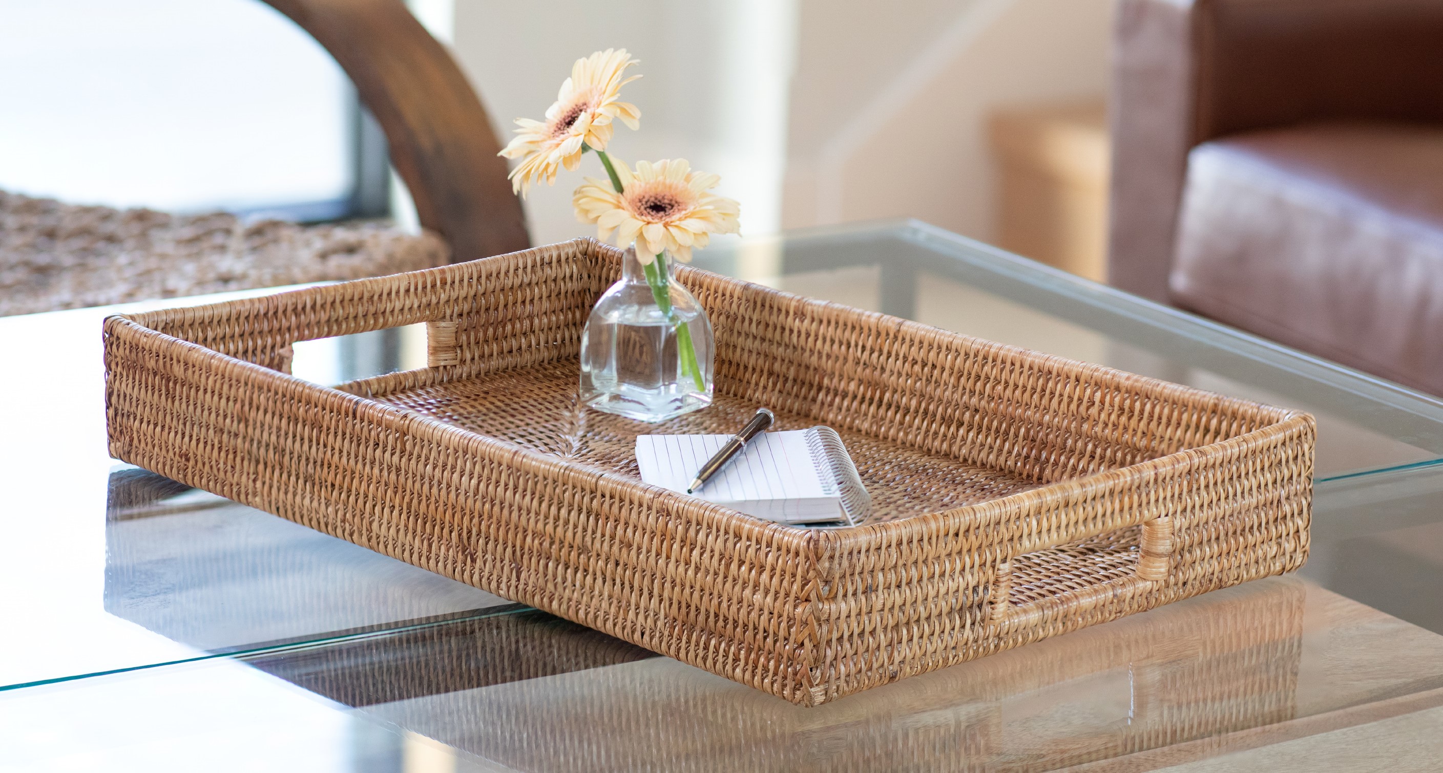 Artifacts Rattan™ Rectangular Tray With Cutout Handles