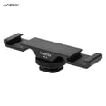 thumbnail image 2 of PT-2 Dual Cold Shoe Mount Bracket - Aluminum Alloy Extender Bar for Simultaneous LED Light & Microphone Attachment, Compatible with Cameras, Phone Clamps, Tripods & Monopods via 1/4 Inch Thread,, 2 of 7