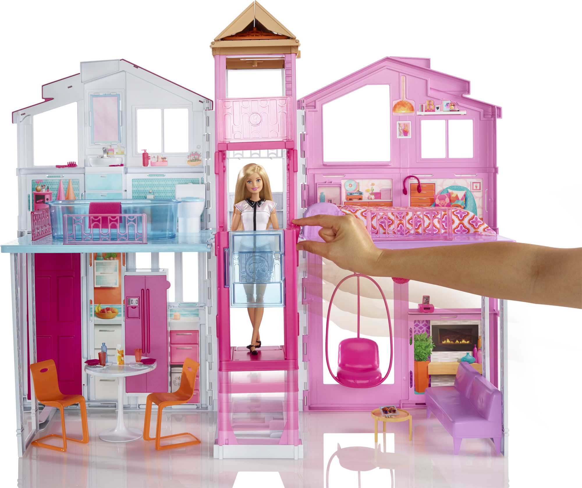 ✅New Mattel Barbie 3 Story Pink Furnished Doll Town house Dreamhouse  Townhouse✅✅