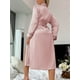 thumbnail image 2 of Bata de noche de satén liso, elegante bata de manga larga con cuello en V y cinturón, ropa de dormir para mujer, 2 of 5
