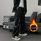 thumbnail image 1 of Goth Punk Black Cargo Pants With Chain Streetwear Men Wide Leg Trousers Harajuku Hip Hop Oversized Casual Joggers Pantalon Homme-eyzi, 1 of 4