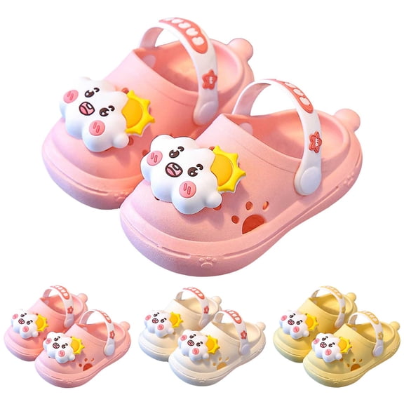 WUANDIXFA Toddler Shoes Little Kid Clogs Slide Sandals for 0-8yrs Kids Unisex Girls Shoes and Boys Shoes Garden Shoes Cartoon Slides Slip-Resistance Sandals Beach Slippers (Yellow, 5)