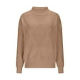 thumbnail image 4 of Zedker Casual Solid Color High Neck Long Sleeve Ribber Knitted Sweaters for Women, Comfy Elastic Cuffs Loose Pullover Tops for Fall and Winter,Coffee,S, 4 of 6
