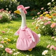 thumbnail image 5 of Cififendec Porch Goose Dress Up Set, Cute Pink Polka Dot Dress with Bowknot Hat for 23" Goose Figurine Outdoor Yard Garden Summer Decor, 5 of 5