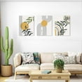 thumbnail image 2 of Minimalist Boho Wall Art Set of 3, MidCentury Modern Wall Art, Framed Canvas Wall Art Yellow Green Beige Moon Botanical Geometric Neutral Abstract Artwork Prints, Boho Room Wall Decor Ready To Hang, 2 of 6