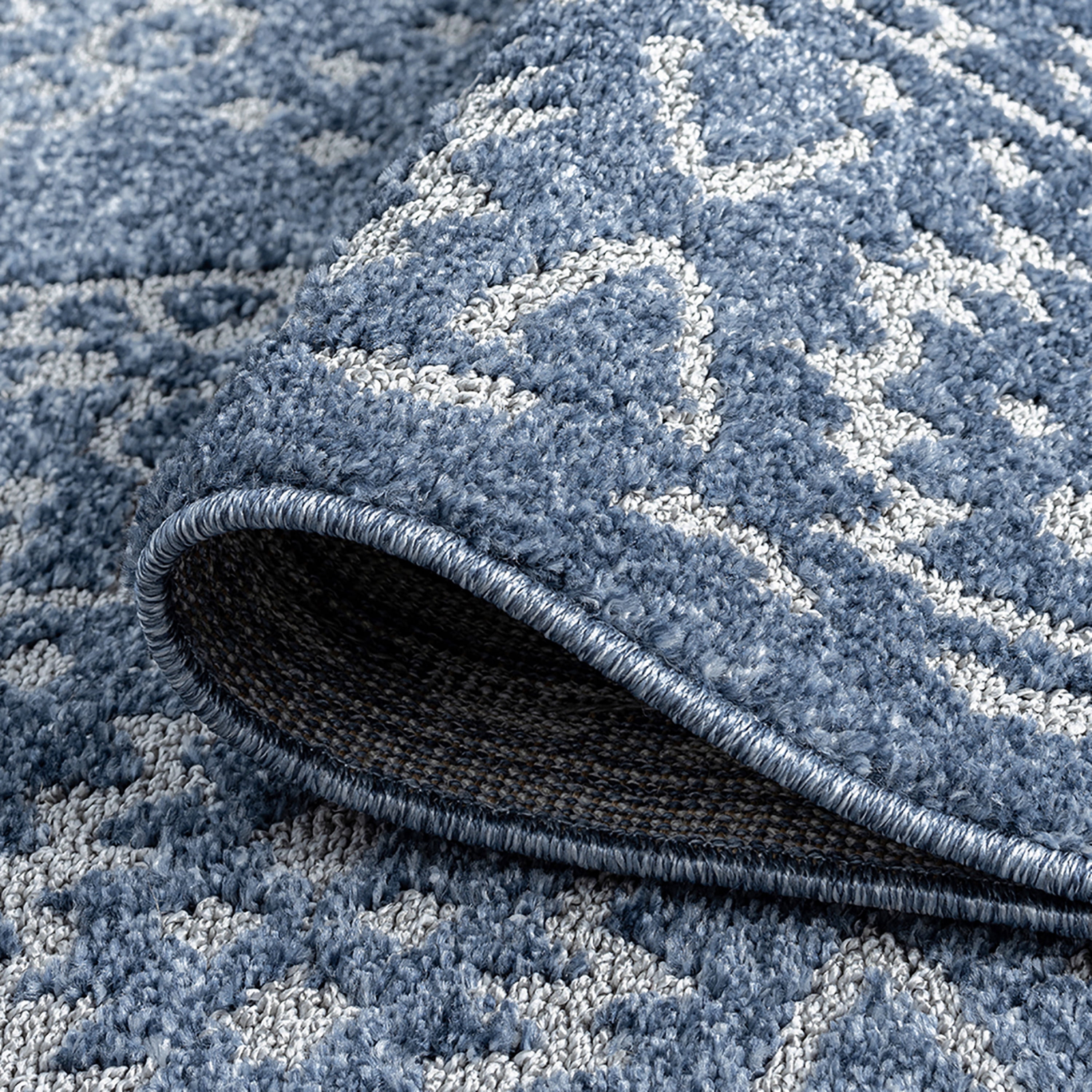 Bliss Rugs Scandinavian Area Rug for Living Room, Farmhouse, Bedroom, Geometric Tribal Dining Room Rug | Blue, 5' x 8'(5'3''x7'3'')