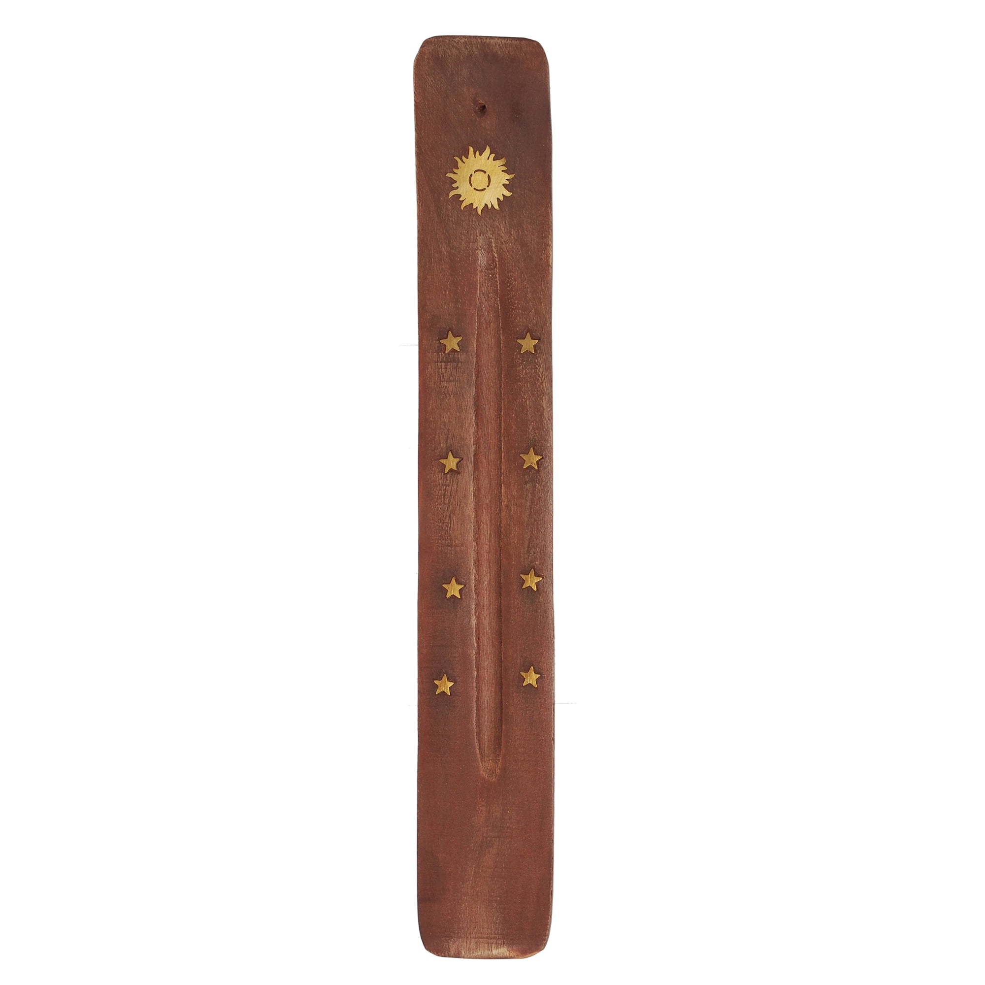 Hosley Brown Wood Sun Pattern Incense Stick Burner.