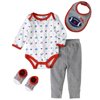 Bon Bebe Newborn Baby Boy Bodysuit, Pant, Bib & Booties, 4pc Set