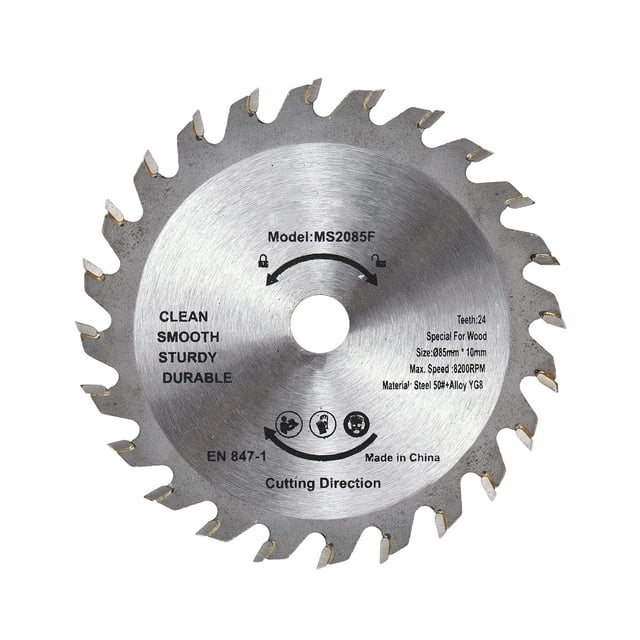 Hoja de sierraHoja de sierra de madera TCT cortador de madera 3-3/8 pulgadas (85mm) 24 dientes carburo hoja de sierra Circular acero de aleación para carpintería corte de madera 1-1/16''(27mm) Árbol Irfora Hoja de sierra