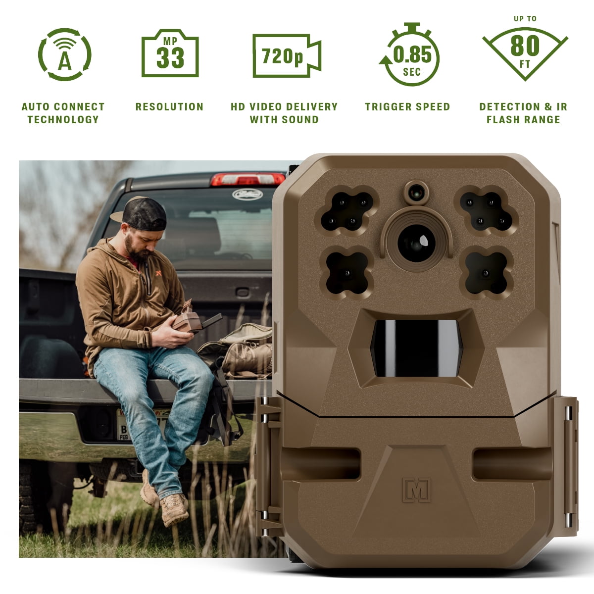 Moultrie Edge Cellular Trail Camera - 33MP - 720p Video - Nationwide 4G LTE - HD Video-Audio - Built in Memory - Cloud Storage