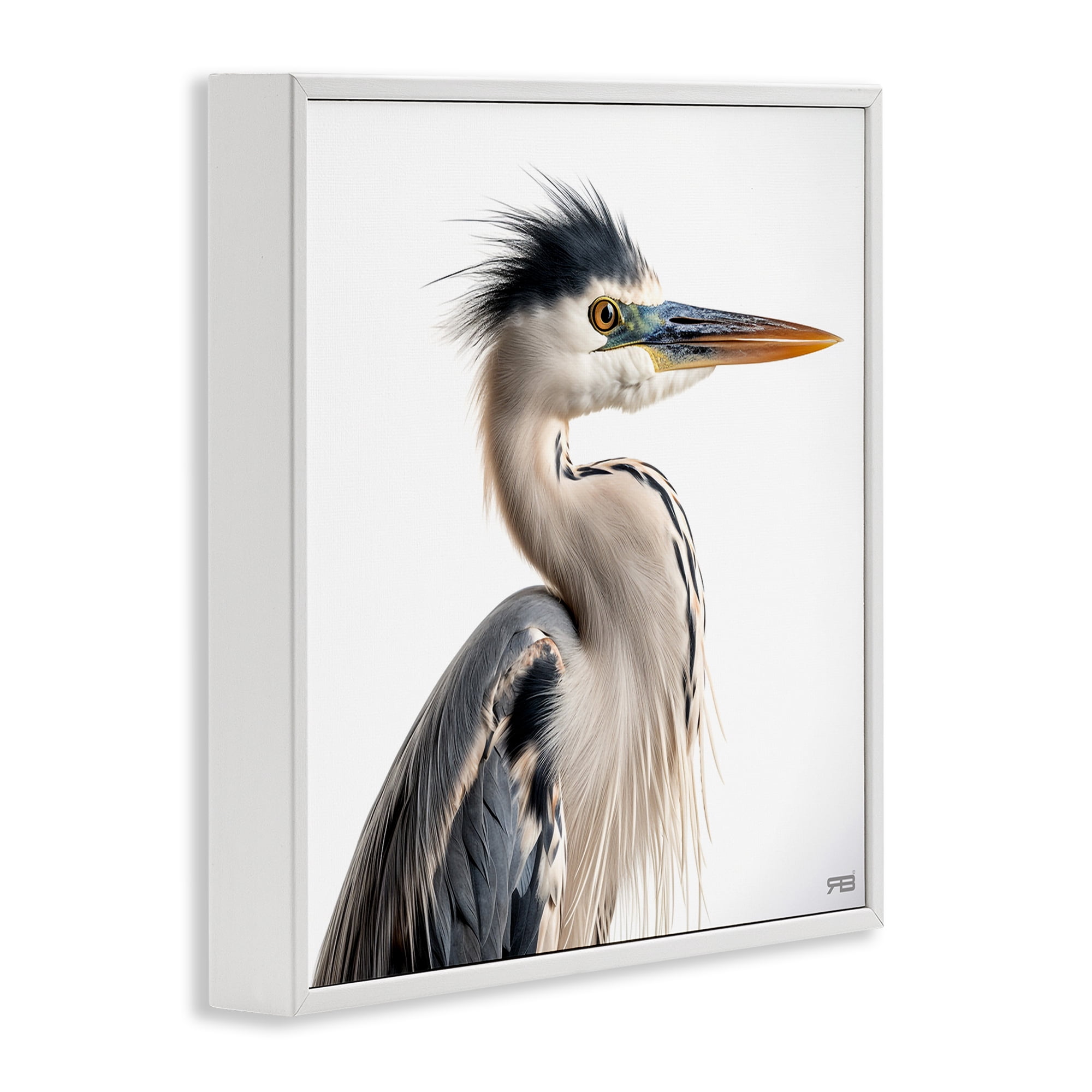 Stupell Industries Stoic Heron Looking Right Animals & Insects Painting White Framed Art Print Wall Art, 12 x 12