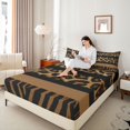 thumbnail image 4 of Feelyou Leopard Zebra Print Twin Sheet Sets, Brown Abstract Lines Bedding, 3pcs, 4 of 7