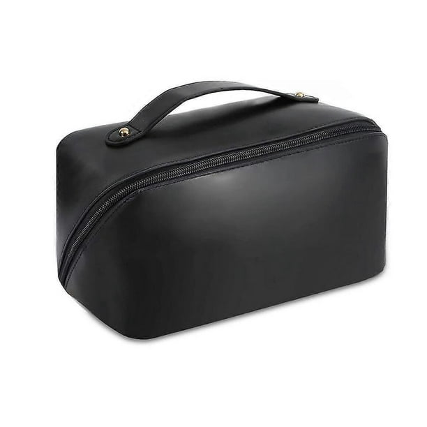 Cosmetic Bag-Black Women's Multifunction Toiletry Bag Portable Travel Cosmetic Bag Made Of Leather Travel Makeup Bag Makeup Bag With Compartments Wate