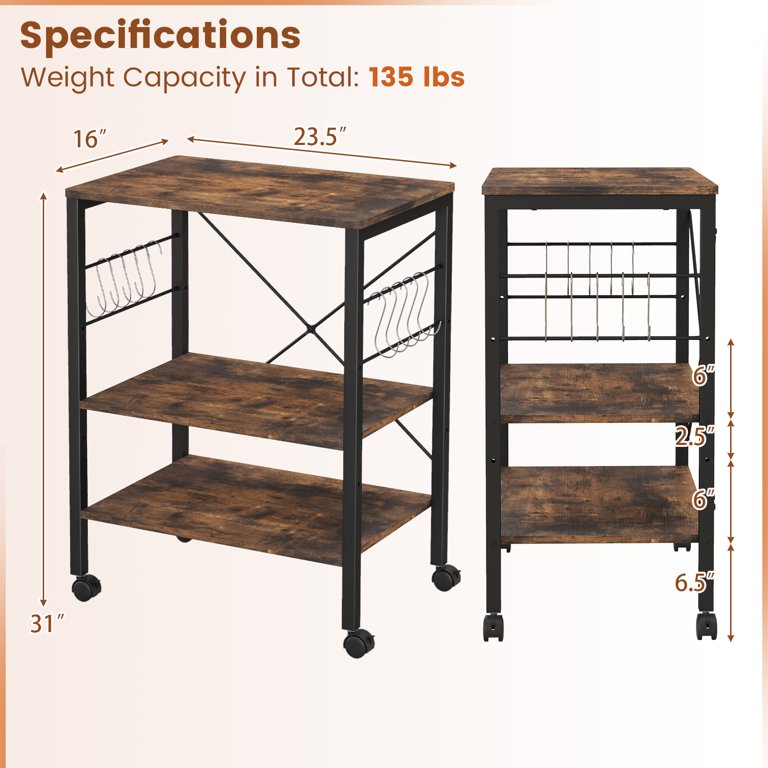 Simple Houseware SimpleHouseware Kitchen Cart Storage 3-Tier Slim/Super  Narrow Shelves with Handle, 26.5'' Height/5.5'' Width for Narrow Place