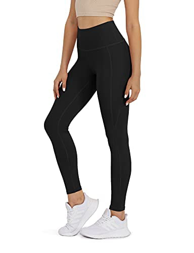 Workout Running Tights Yoga Pants Inseam 25 ODODOS Womens Cross Waist 7/8 Yoga Leggings with Inner Pocket