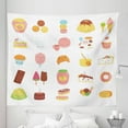 thumbnail image 1 of Food Tapestry, Dessert Concept Sketches Ice Cream Donut Cake Honey Cupcake Chocolate Everything, Fabric Wall Hanging Decor for Bedroom Living Room Dorm, 5 Sizes, Multicolor, by Ambesonne, 1 of 1