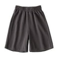 thumbnail image 2 of CYRBOKO Boys Athletic Shorts, Lightweight Casual Cotton Elastic Waist Summer Shorts Dark Gray Size 10-12T, 2 of 3