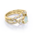 thumbnail image 3 of JeenMata Chevron Bezel 1.75 carat Ovate Welo Opal And Moissanite Infinity Pave-Channel Wedding Ring Set In 18K Yellow Gold Plating Over Silver, 3 of 7