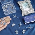 thumbnail image 3 of 1 CAJA de 20 dijes de rosario, crucifijos a granel, plateados, esmaltados en azul, ovalados, estilo tibetano de Pascua., 3 of 6