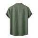 thumbnail image 3 of Men's Spring Summer Casual Linen Solid Color Short Sleeve Shirt Loose Turn-down Collar Shirt2XL, 3 of 3
