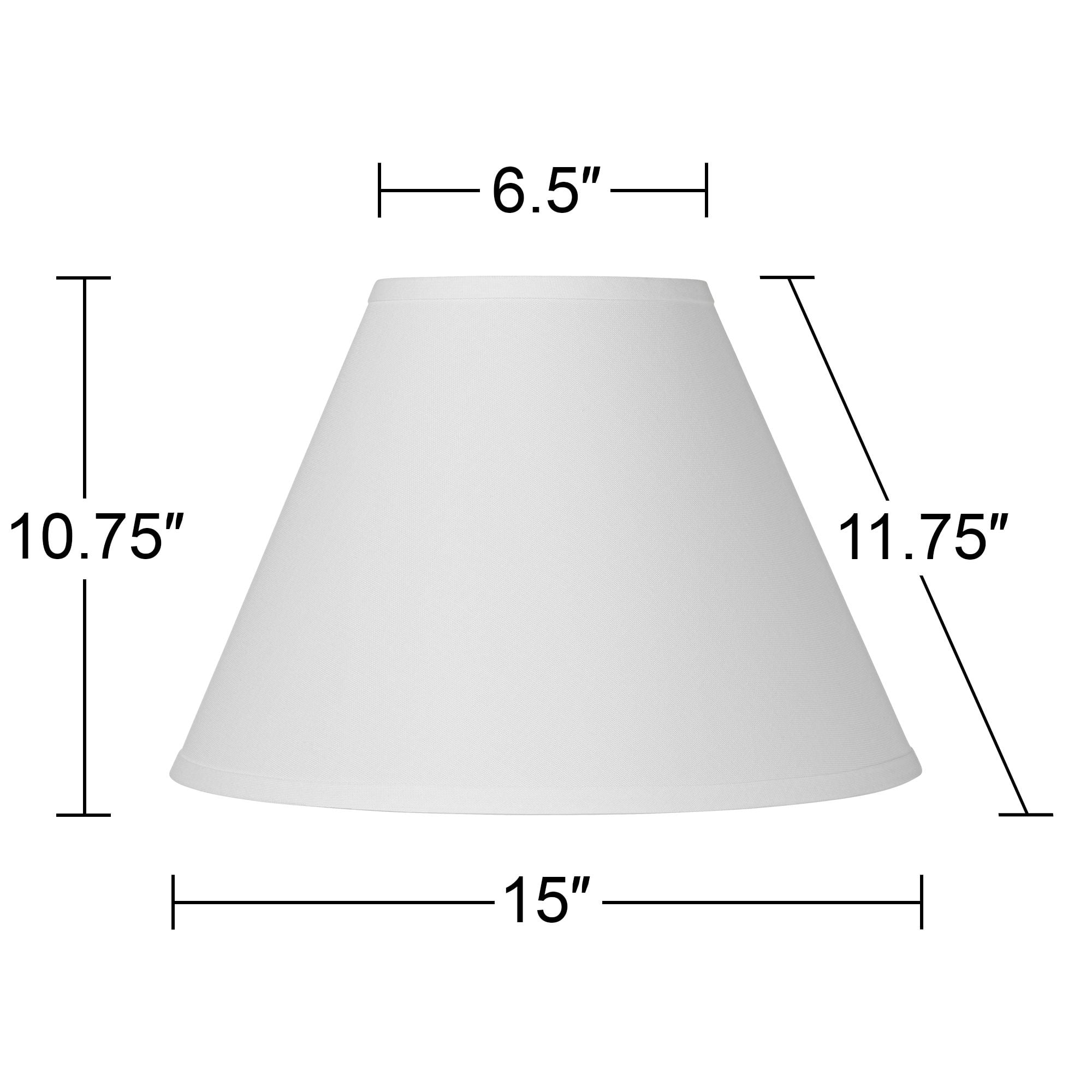 Springcrest Bright Antique White Linen Medium Lamp Shade 6.5" Top x 15" Bottom x 10.75" High x 11.75" Slant (Spider) Replacement with Harp and Finial