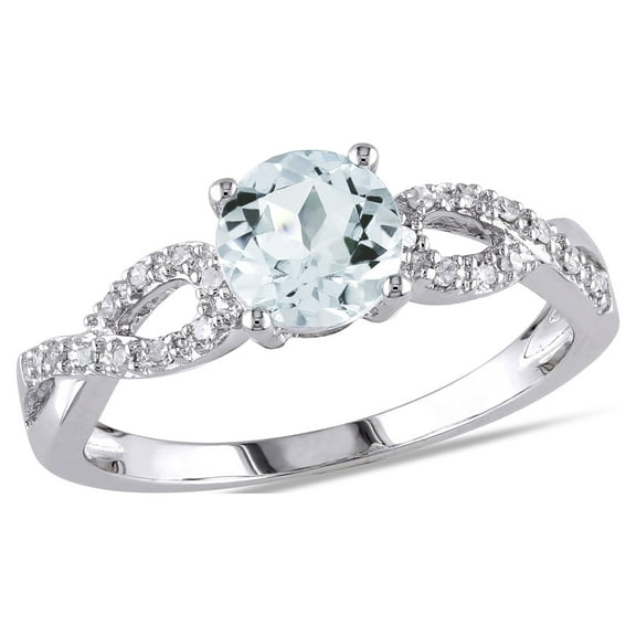 3/4 Carat T.G.W. Aquamarine and Diamond-Accent 10kt Gold Infinity Engagement Ring