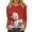 Saffron, variant on Christmas 3/4 Length Sleeve Womens Tops Glitter Xmas Tree Printed Holiday Crew Neck Shirts Funny Elbow Sleeve Blouses Oversized Merry Christmas Party Clothes
