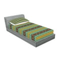 thumbnail image 2 of Ambesonne Retro Fitted Sheet & Pillow Sham Set, Tribal Art Pattern, Twinxl, Brown Marigold Turquoise, 2 of 2