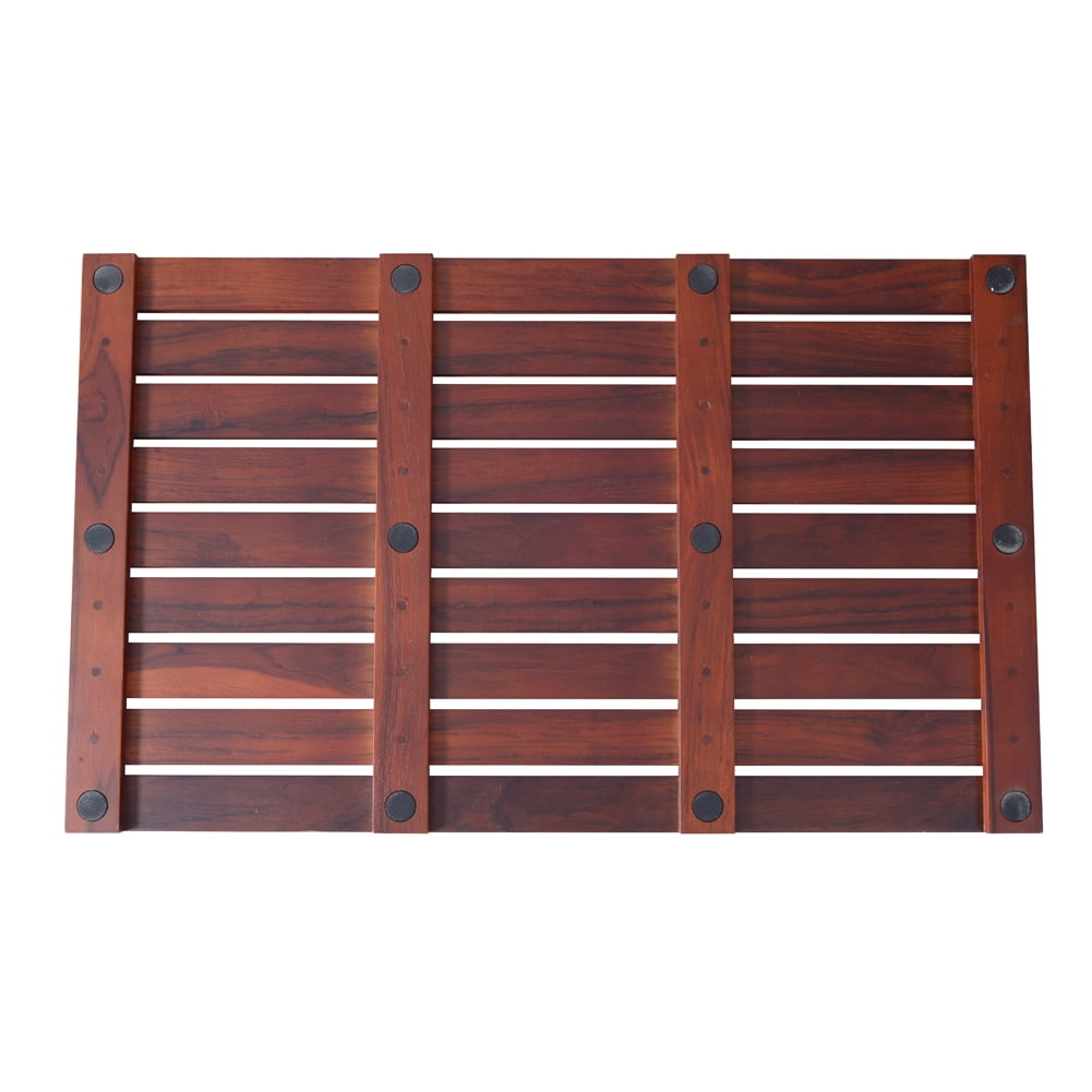 Organizedlife Teak Wood Non-Slip Tub Bath Mat, 31.5 x 19 Inches