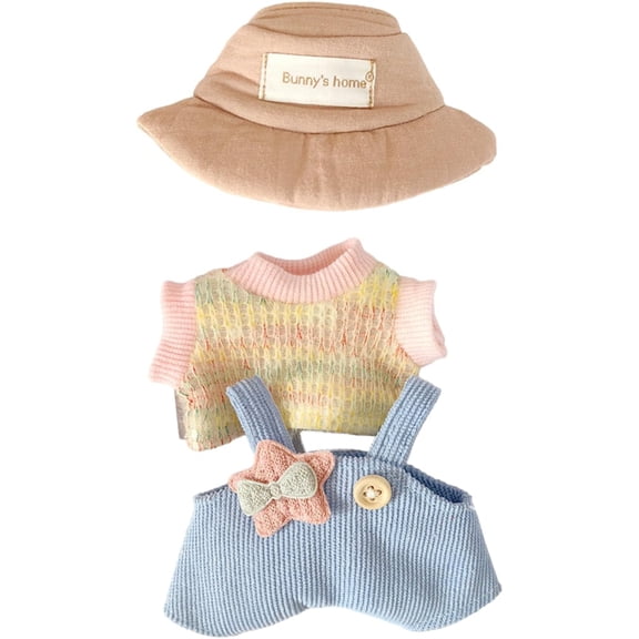 Cute Dolll Clothes Suit for 17cm Kawaii Dolls, Doll Outfit Accessories Set with Hat Shirt Pants for Birthday Gifts
