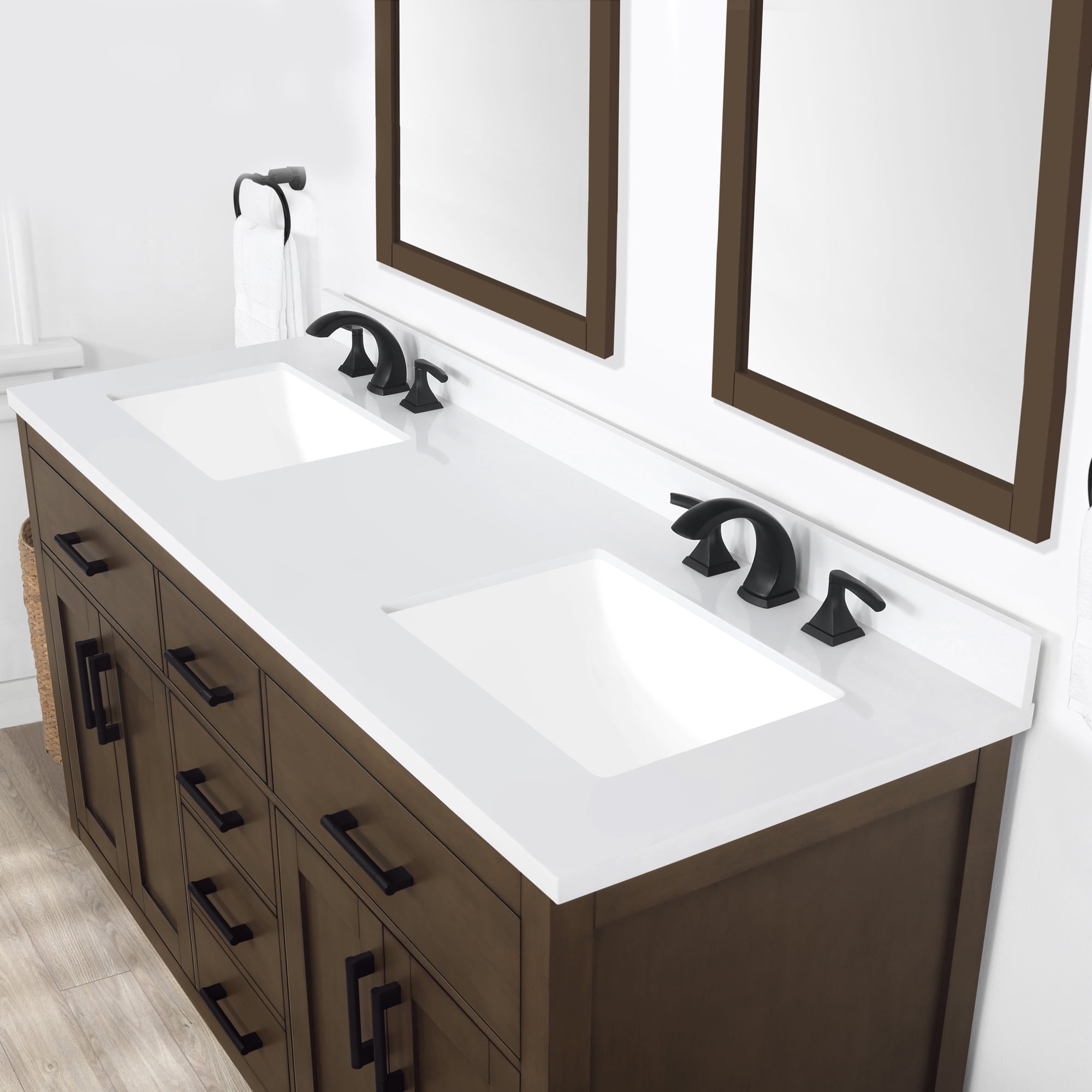 Ove Decors Bailey 60 W x 22" D Freestanding Bathroom Vanity with Double Sink, Almond Latte