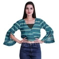 thumbnail image 4 of Moomaya Printed Womens Crop Top Wrap Style Top Wear Ruffle Long Sleeve Casual Summer Blouse, 4 of 6