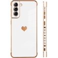 thumbnail image 4 of Compatible with Samsung Galaxy S21 Case Love Heart Plating Electroplate Luxury Elegant Case Camera Protector Soft TPU Shockproof Protective Corner Back Cover Galaxy S21 Case -White, 4 of 10