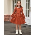 thumbnail image 3 of Arshiner Toddler Fall Winter Sweater Dress Ruffle Long Sleeve Ribbed Knit Button Down Casual Dresses with Pockets, 3 of 6