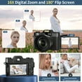 thumbnail image 3 of 4K Digital Camera for Photography Auto-Focus 56MP Vlogging Camera, Support 16X Digital Zoom 3 Inch 180° Flip Screen, Comes with 52mm Wide Angle & Macro Lens and 32G Memory Card a 1500mAH Battery, 3 of 10